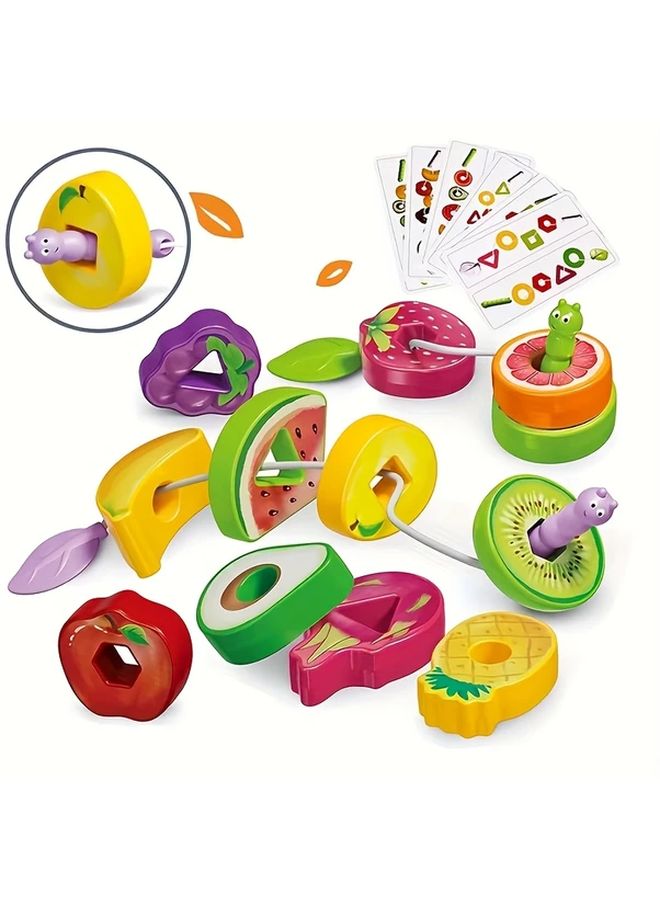 Fruit Skewer Game Beading Kit For Kids With 6 Activity Cards Fine Motor Skills Gift - Image 3